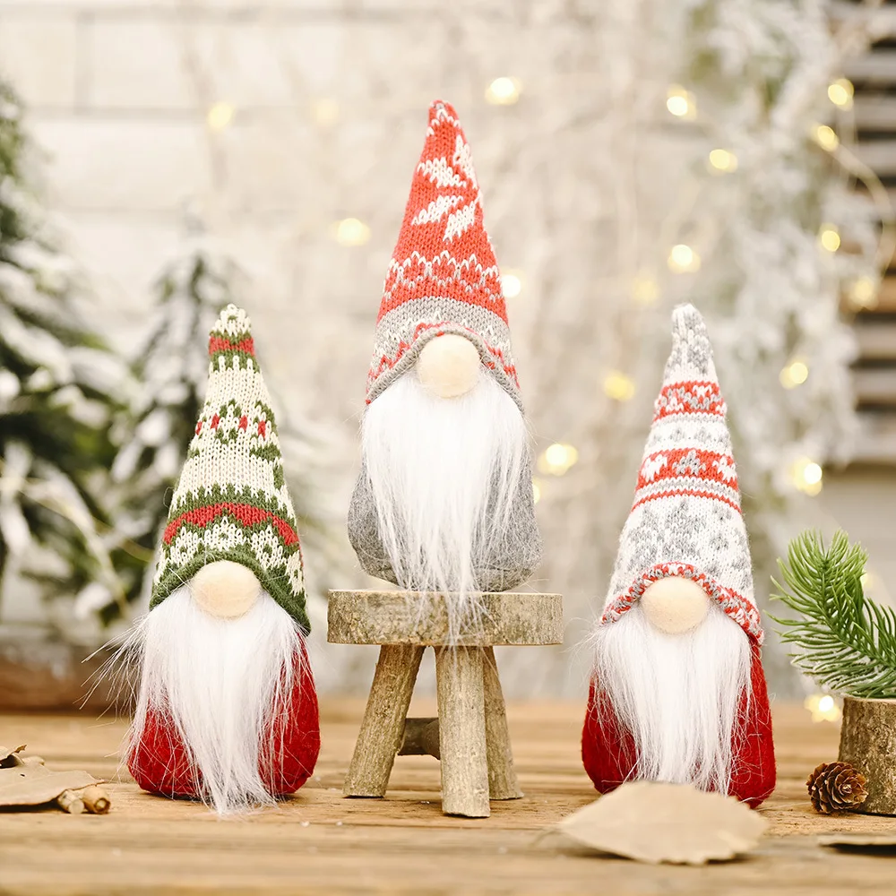 

Christmas decoration supplies snowflake knitted cap forest old man figure decoration creative new faceless doll