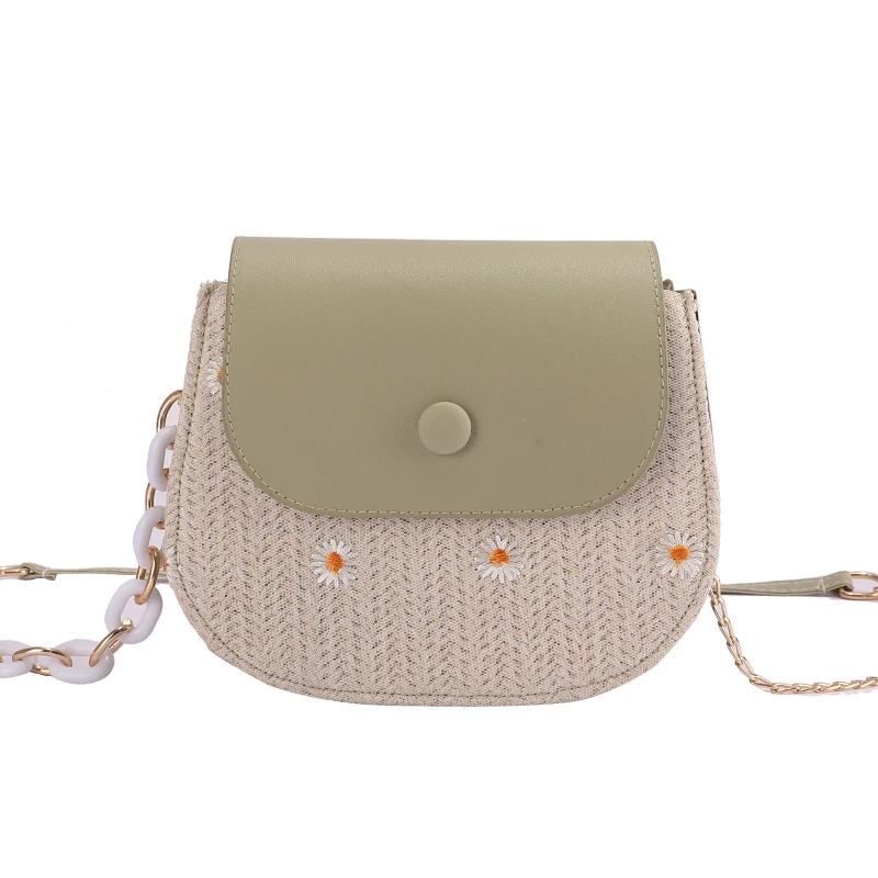 

2021 fashion ladies bag simple Korean version of small satchel straw woven cheap daisy handbag messenger bag