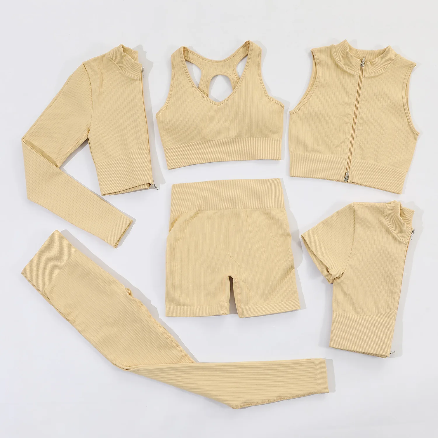 

Custom Fitness Women Yoga Set Women's Tracksuit Seamless Workout set 6 Piece Bra And Leggings Set Gym Wear For Women