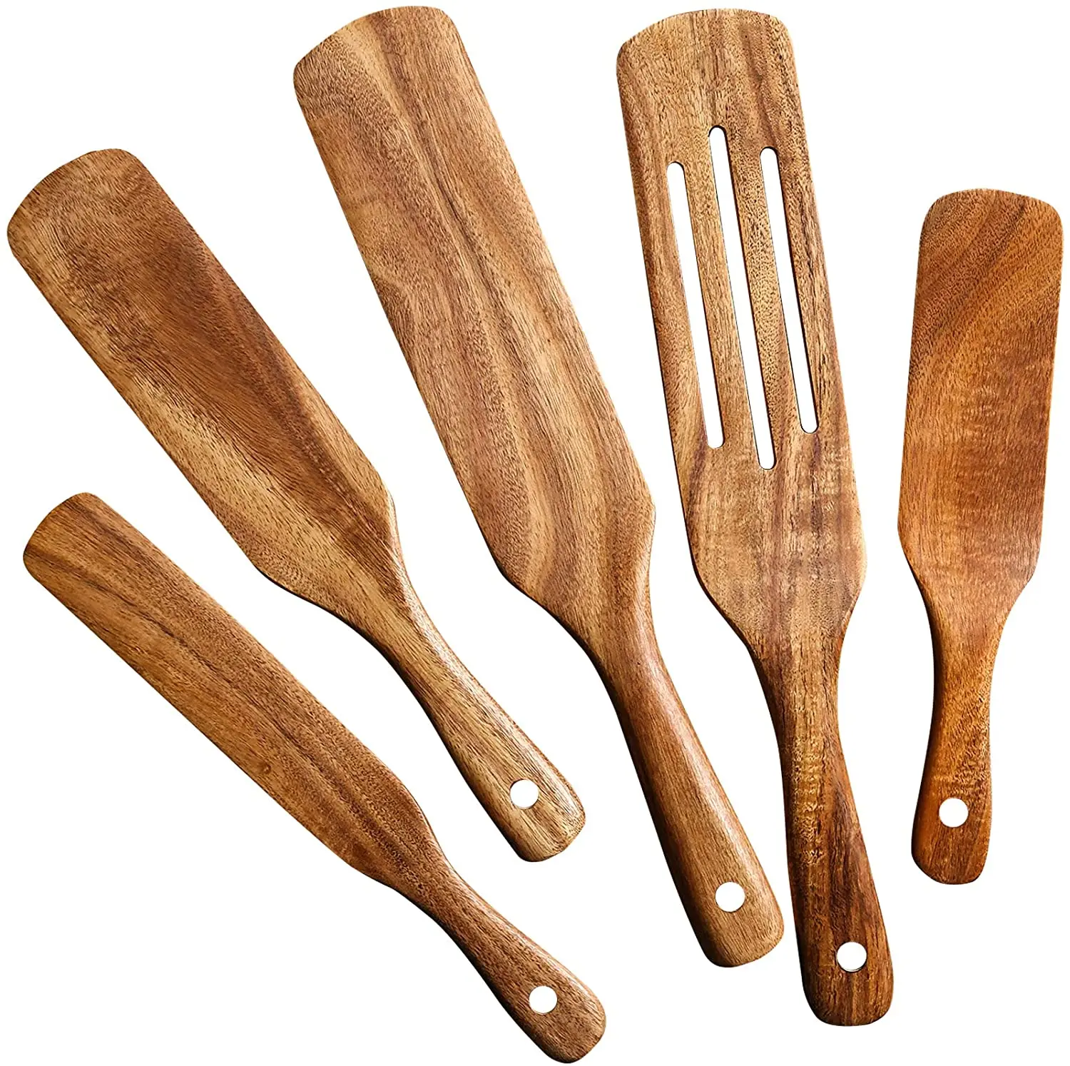

Custom Wooden Spurtles Set 5 pcs of Acacia Bamboo Beech Teak Kitchen Accessories Utensils Tools Holder Spoon Rest Bowl Set, Natural