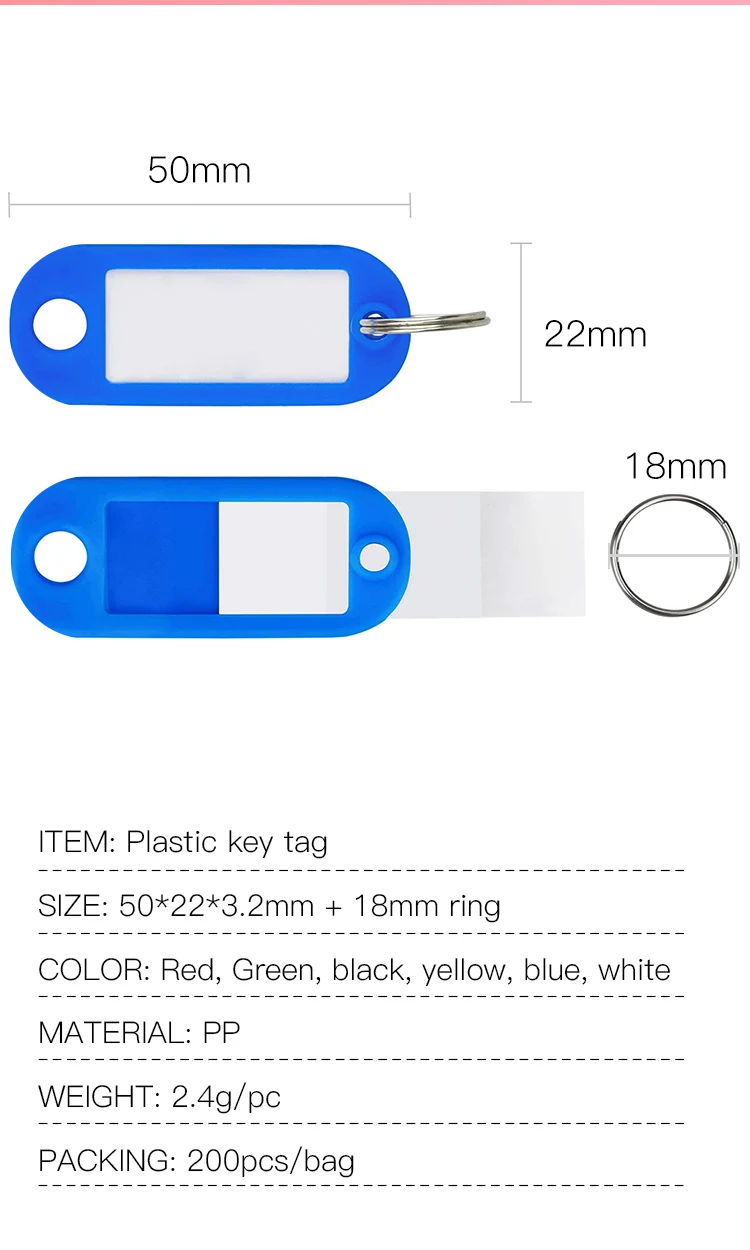 Customizable Plastic Key Tags - Durable & Colorful ID Labels