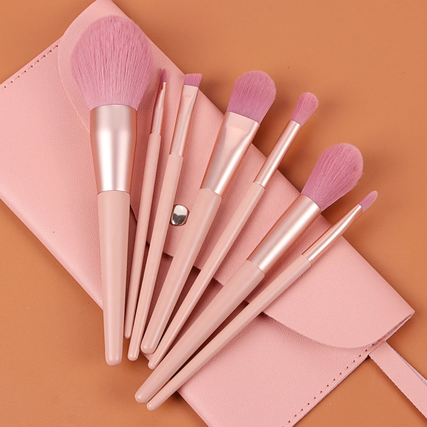 

7pcs New Nude powder pink makeup brush beauty makeup tools loose powder brush blush eye shadow brush set makeup bag