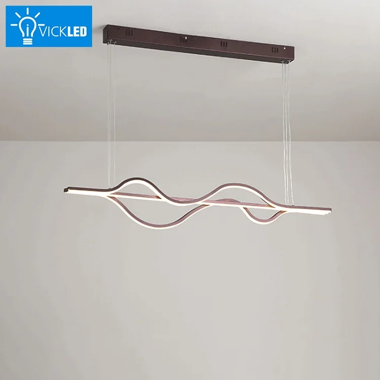 Simple Art Linear LED Hanging Lamp Nordic Dining Room Kitchen Island Long Pendant Light Creative Curve Home Lighting Fixture