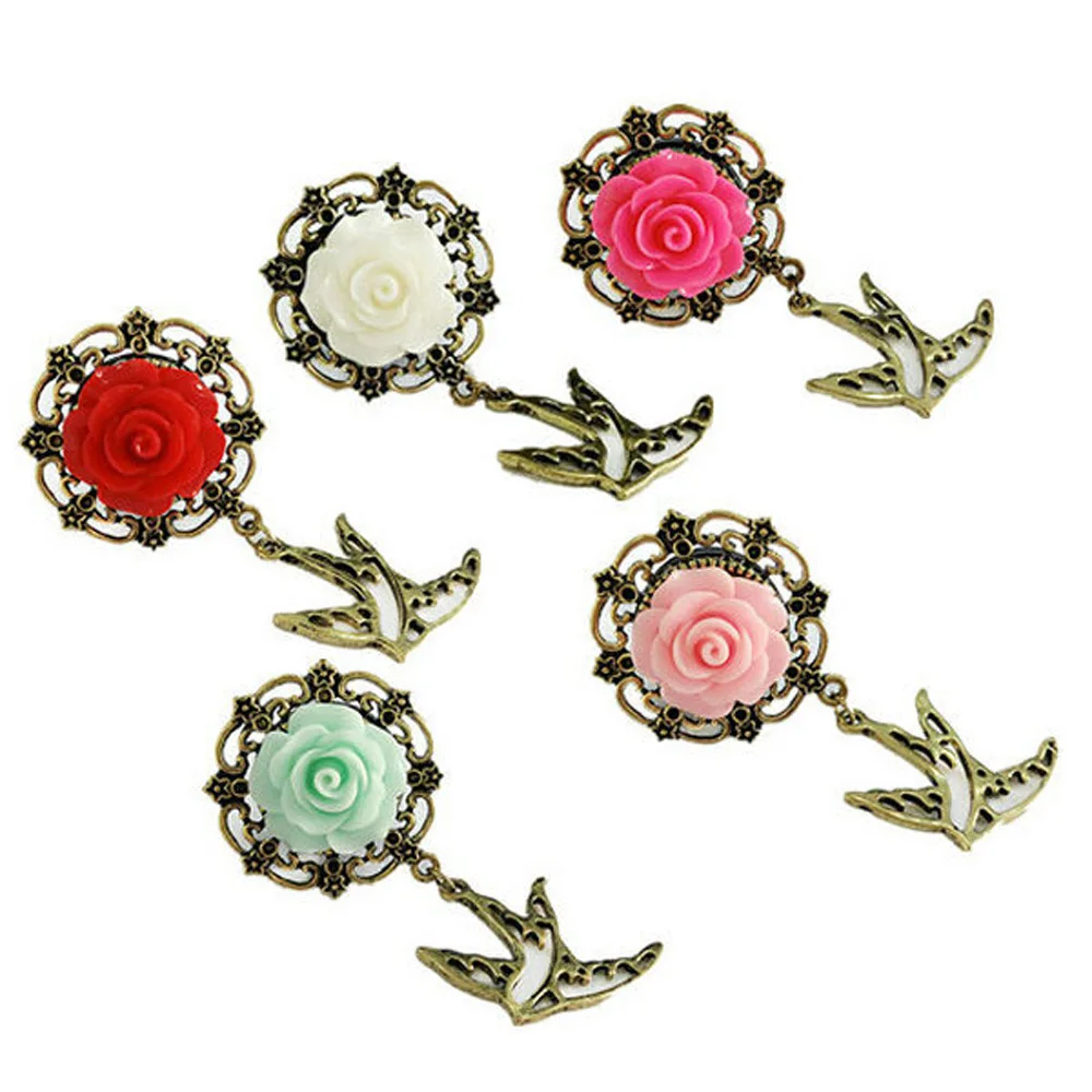 

drop shipping service Rose flower Black Acrylic Classical Swallow charm Ear plug