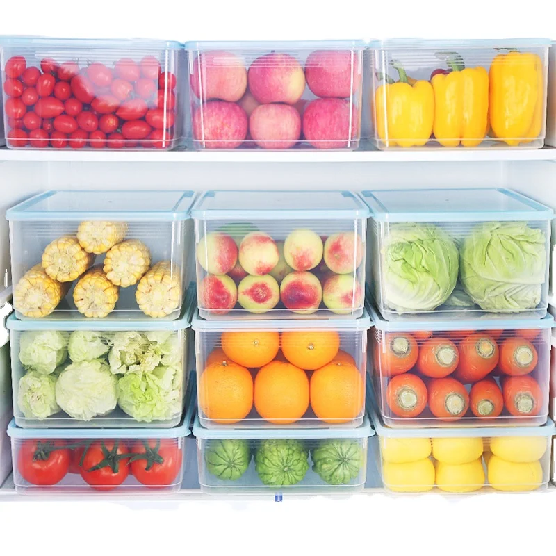 

Wholesale transparent refrigerator organizer bins kitchen food sealed storage box plastic fridge organizer