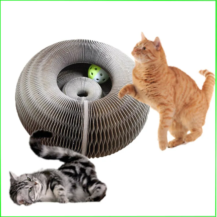 

Foldable Corrugated Post Pad Wholesale Amazon Top Seller Round Climbing Pet Bed Mat Lounge Toy Board Scratcher Cat Tree