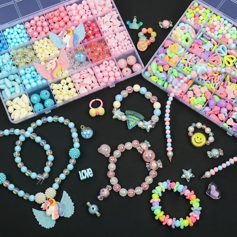 

JC wholesale plastic sugar beads kit Multiple colors and shapes acrylic beads for bracelet making