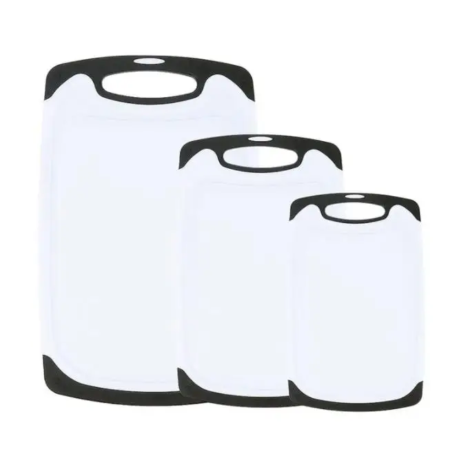 

Multifunction 3-Piece Plastic Kitchen Cutting Board With Easy-To-Grip Handle, Grey