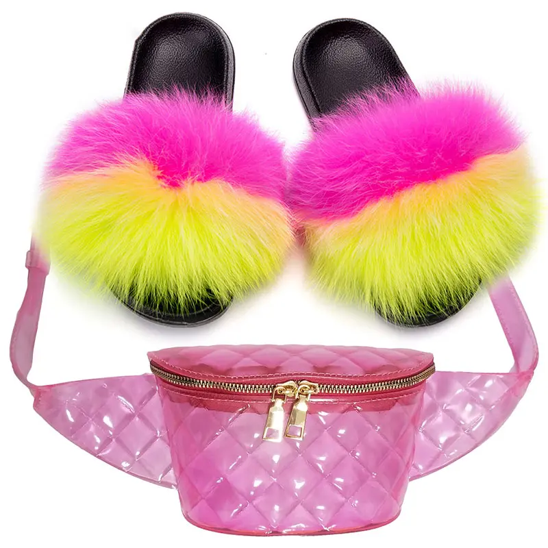 

Wholesale House Fur Slippers for Women with Matching Purse Sets