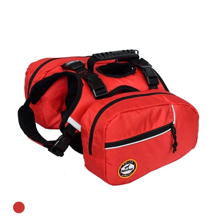 

Adjustable pet strap vest with backpack for heavy duty dog training, Red
