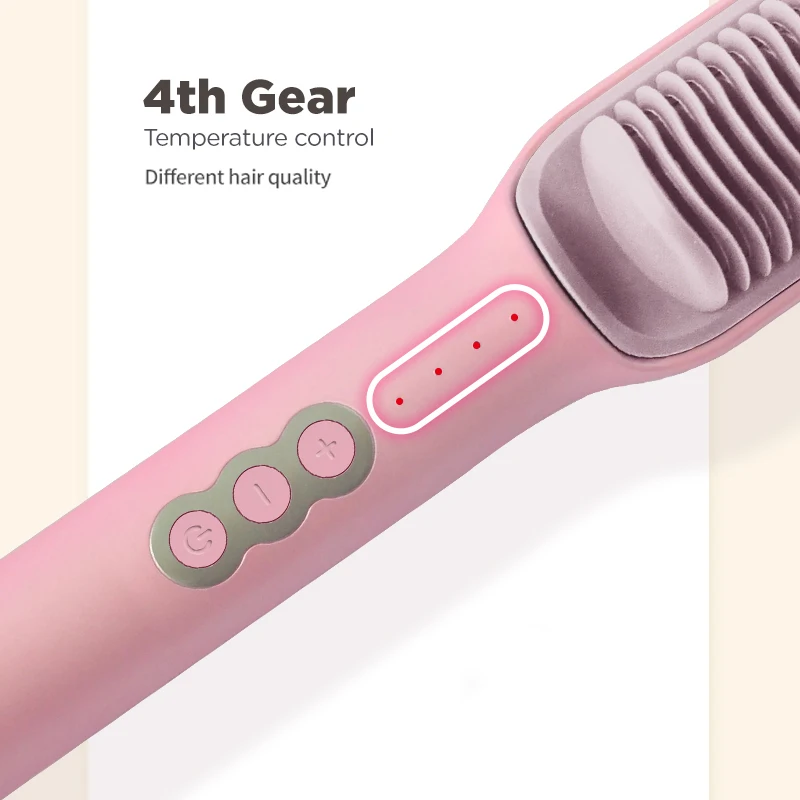 

Amazon Professional hot brush permanent curling iron straightening curling iron wand hair straightener comb, Pink