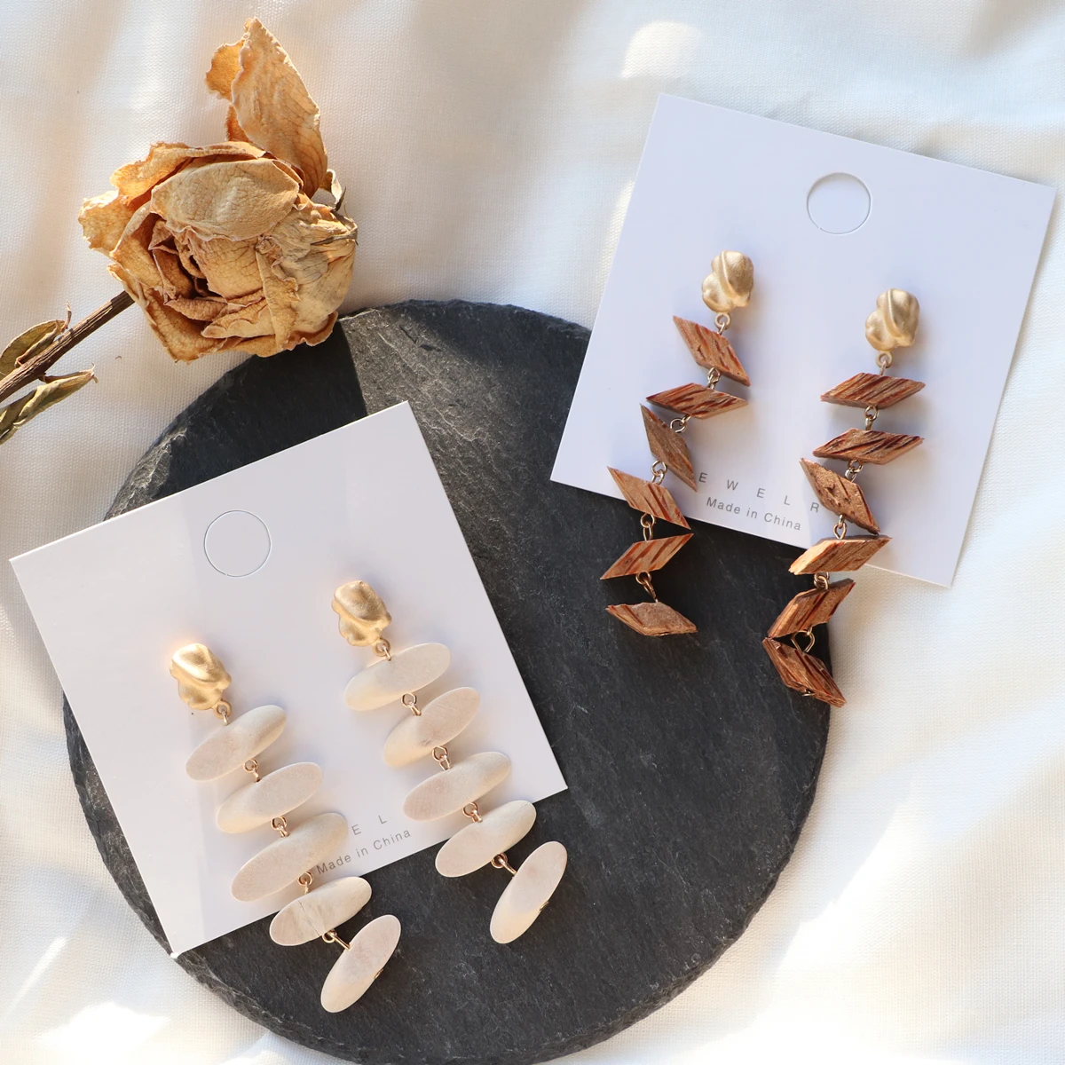 

Long-style wooden earrings for women Bohemia fashion jewelry wholesale 2019