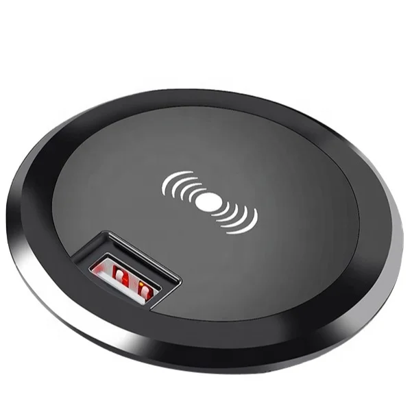 

2020 high quality wireless USB table desktop embedded qi wireless fast charger 5W 10w 15W for furniture