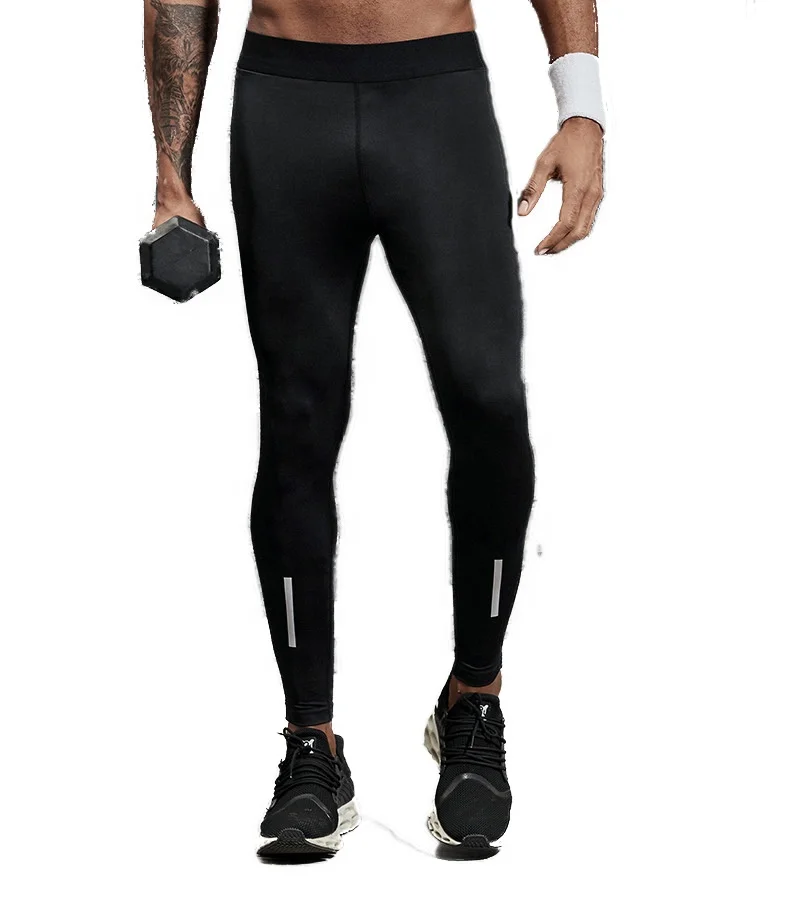 

Men's fitness running training quick dry compression tights leggings, Black