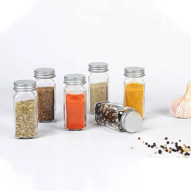 

factory price small 4oz square spice jar herb & tools glass jar containers spice storage jar free shipping to china, Customized color