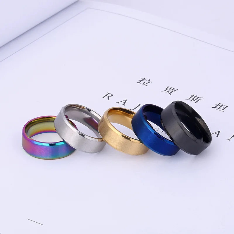 

8mm Gold Stainless Steel Rings for Men Women Five Kinds of Color High Quanlity Water Safe Women Wedding Ring