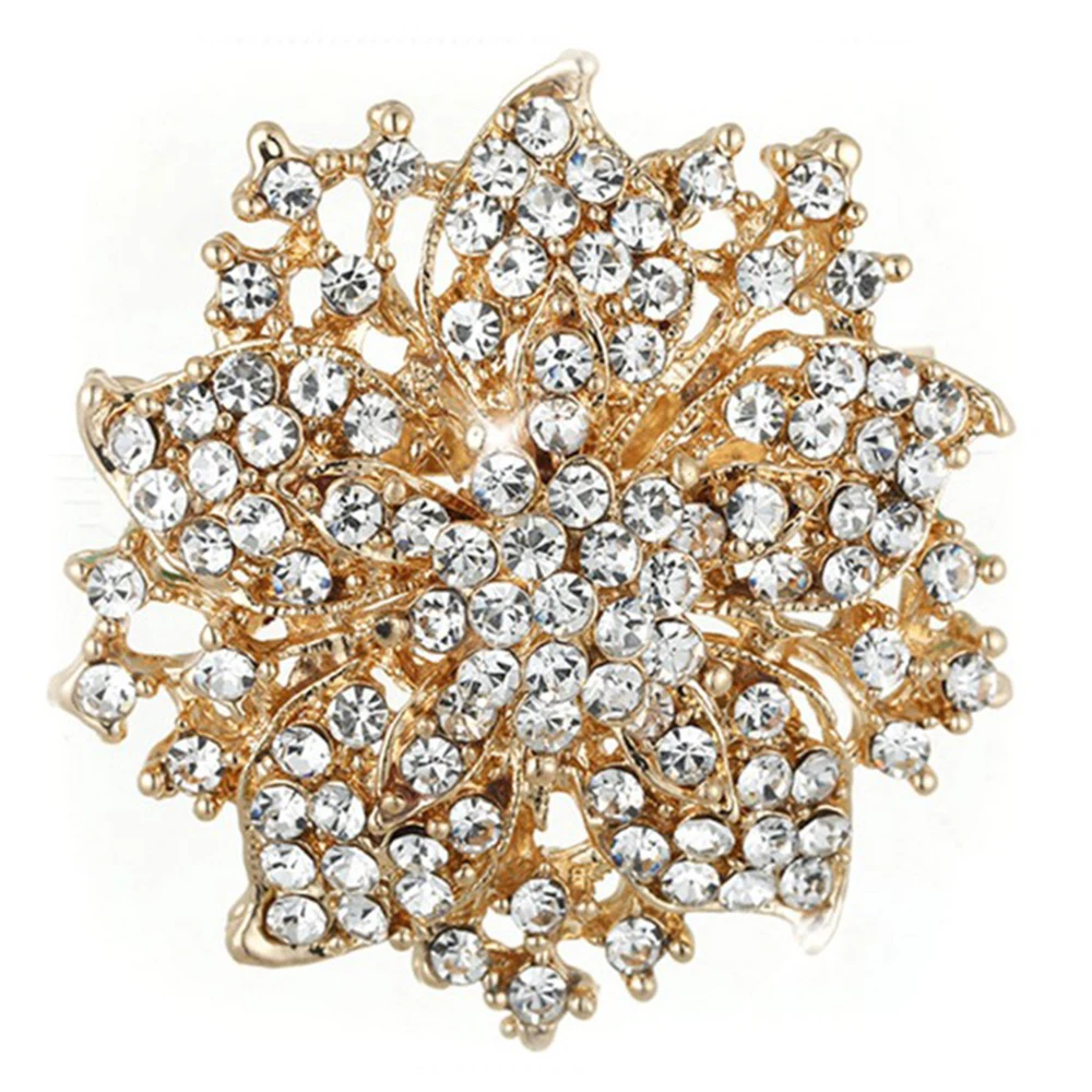 

Luxury full diamond alloy rhinestone brooch simple brooch wild brooch jewelry wedding photography clothing accessories, Gold and silver
