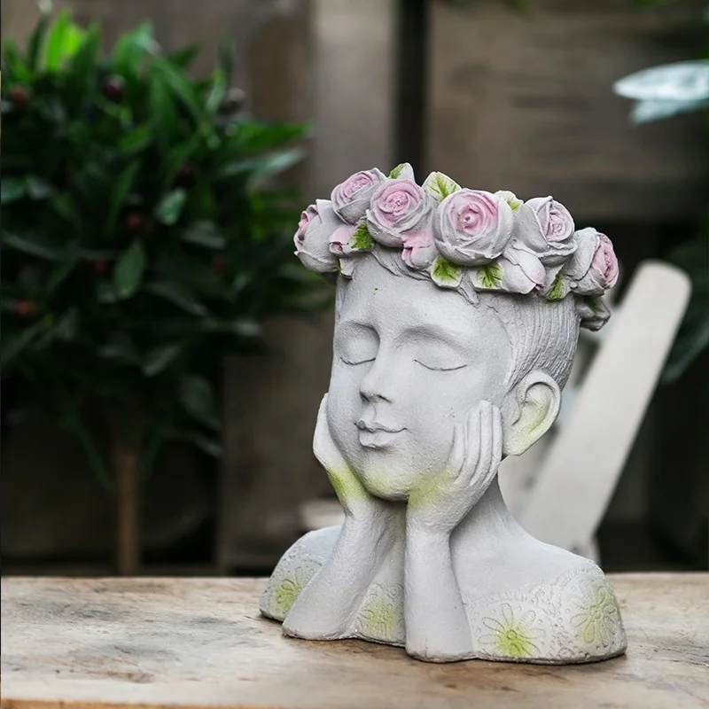 

Urnilla art succulent green flower pot creative figure sculpture Flower Arrangement Garden Portrait Flower Pot