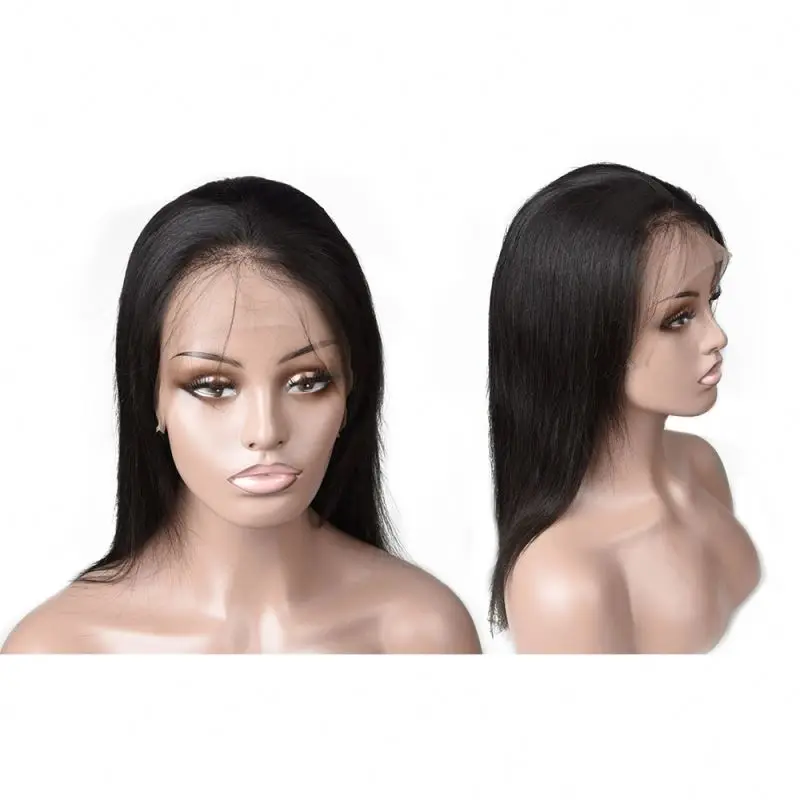 

Wholesale Unprocessed Silky Brazilian Straight Virgin Hair For Black Women 14 inch Human Hair Full Lace Straight Wig