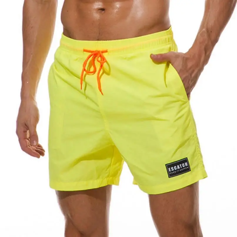 

New Arrival Sunscreen Mens Swim Short Solid Color Beach Shorts Stretch Surf