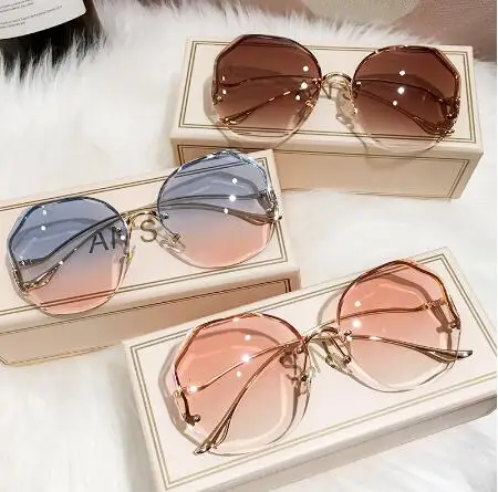 

2021 New Women Sunglasses Rimless UV400 Brand Designer High Quality Gradient Sun Glasses Female Oculos