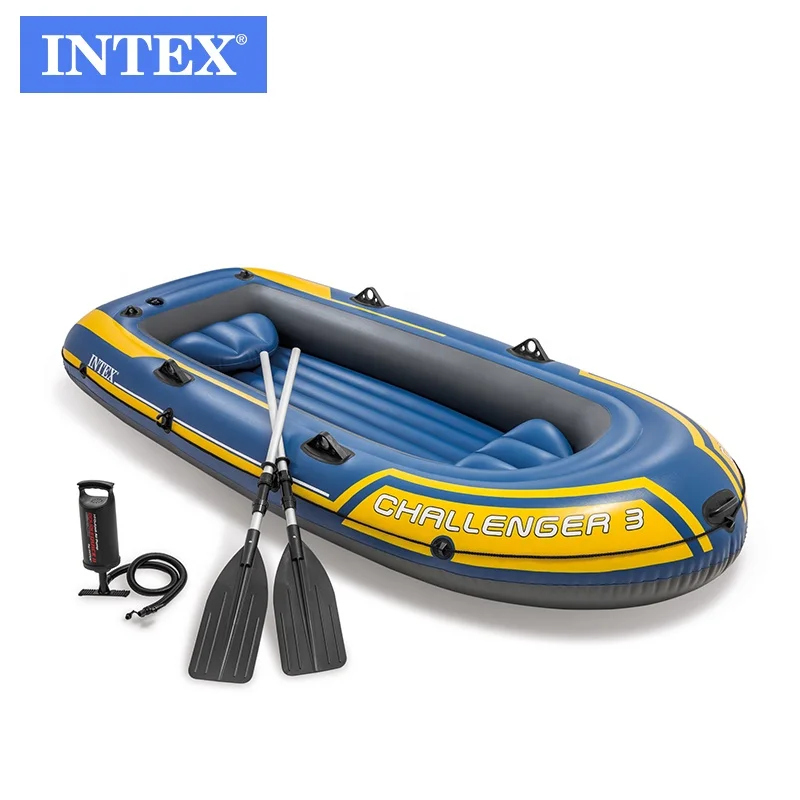 

Intex 68370 Challenger 3 Boat Set Inflatable Drift Kayak Inflatable Triple Rubber Fishing Boat, As photo