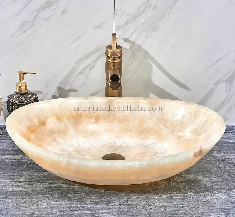 Hot Sale Oval Shape Yellow Honey Onyx Hotel Face Wash Basin Bowl Buy