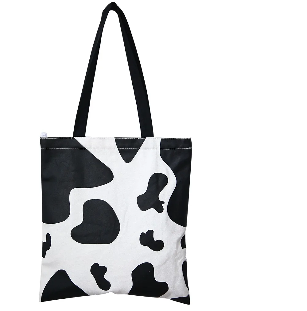 

Bolsas De Tela Wholesale Cow Grain Printing Eco-friendly 12 OZ Cotton Canvas Beach Bag Reusable Canvas Tote Bag