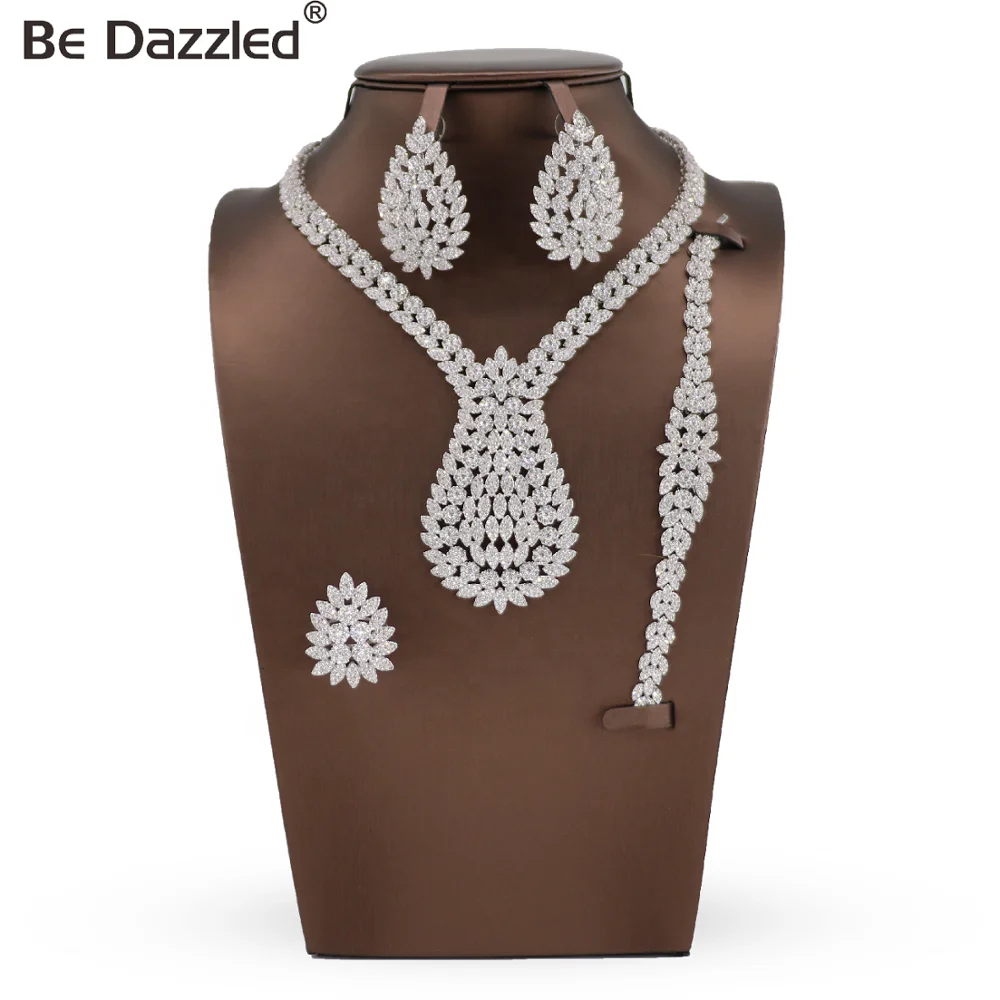 

Bedazzled Silver Plated Brass Jewelry Sets Dubai American Diamond Jewellery Sets Jewelry for Wedding