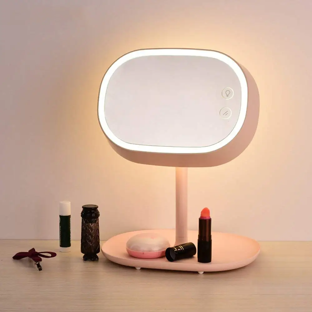 2 in 1 LED Desk Stand Portable Cosmetic Makeup Mirror + Led Light Lamp Table Lamp