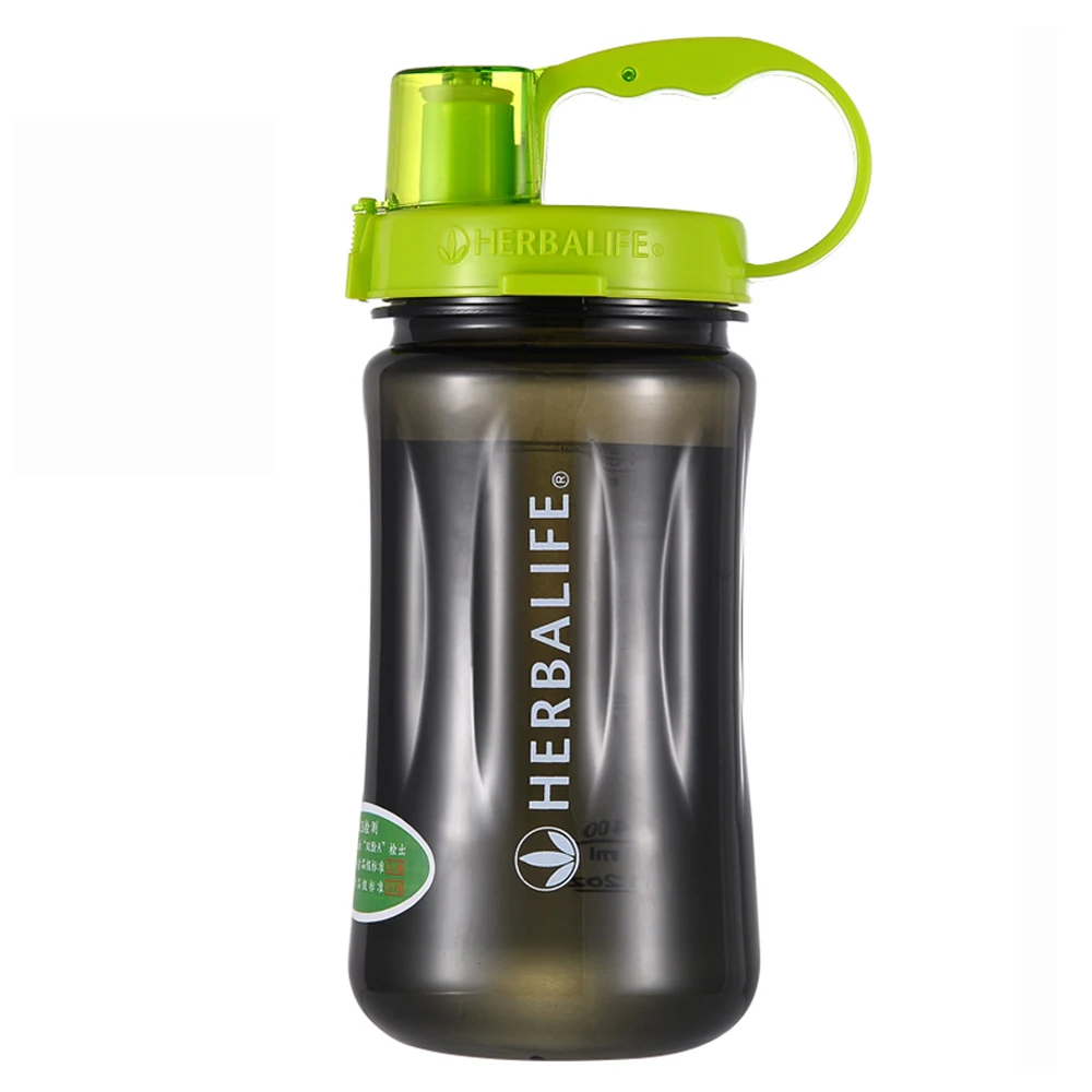 

1L /1.5L/2L Herbalif drink water bottle bpa free sport bottle with straw, Black,green lid