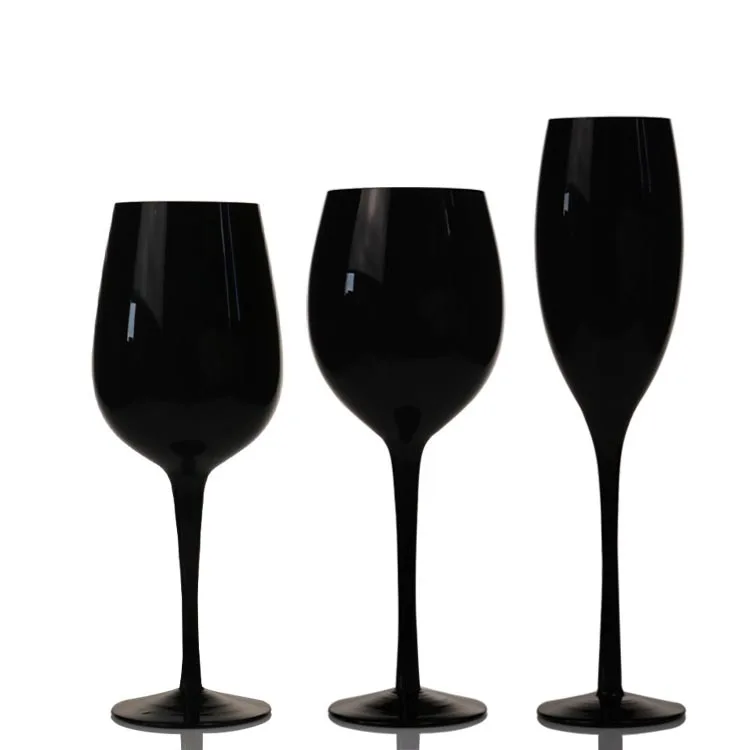 

2020 cristal water glasses Bar drinking champagne flutes stock wine cup set black glass goblets