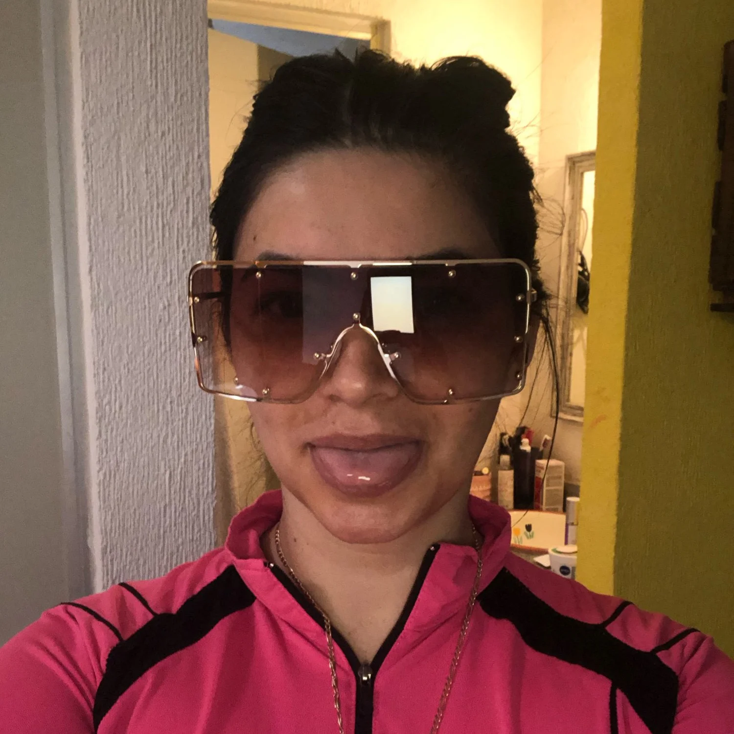 

7143 Luxury Brand Big Frame Sun Glasses Shades Metal Square Sunglasses Women 2021, As shown