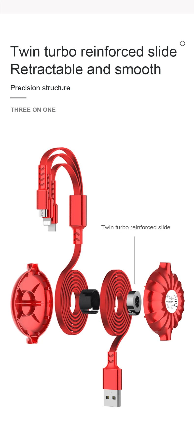 ADYSS Portable Retractable 3 in 1 Usb Extension Cable Package for Android Micro Usb Smart Watch Charger Cable - ANKUX.COM