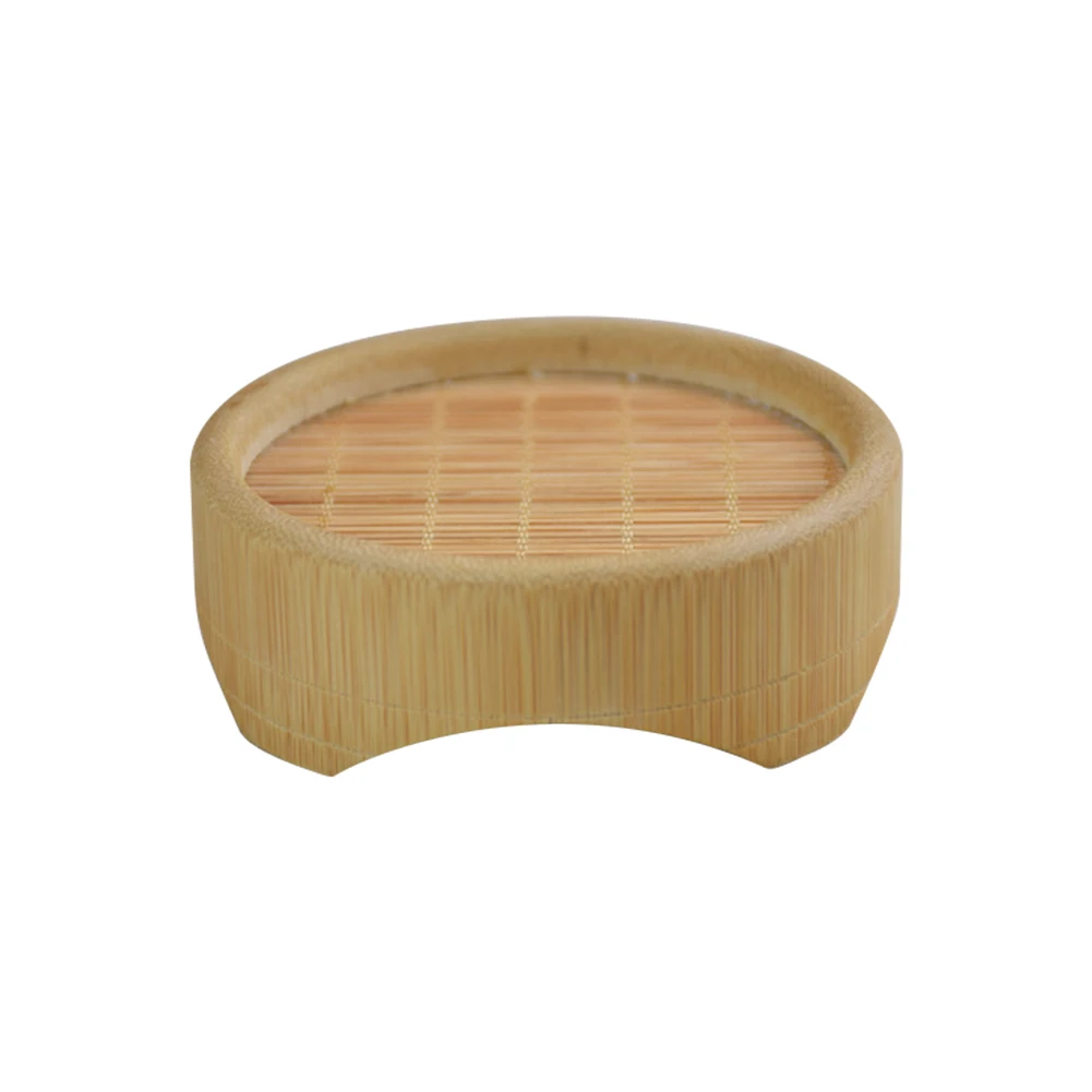 

Natural Round Bamboo Teapot Mat Cup Holder Insulation Coaster, As shown
