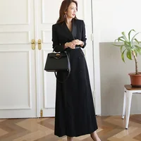 

Fashion Winter Clothing For Women Double Breasted Blazer Long Coat For Office Ladies