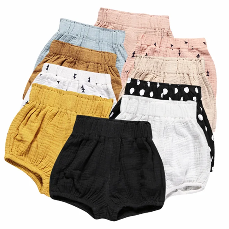 

2020 Ins hot style solid color dot printing bread pants flower children girls cotton linen shorts baby cloth for boys, As pic shows, we can according to your request also