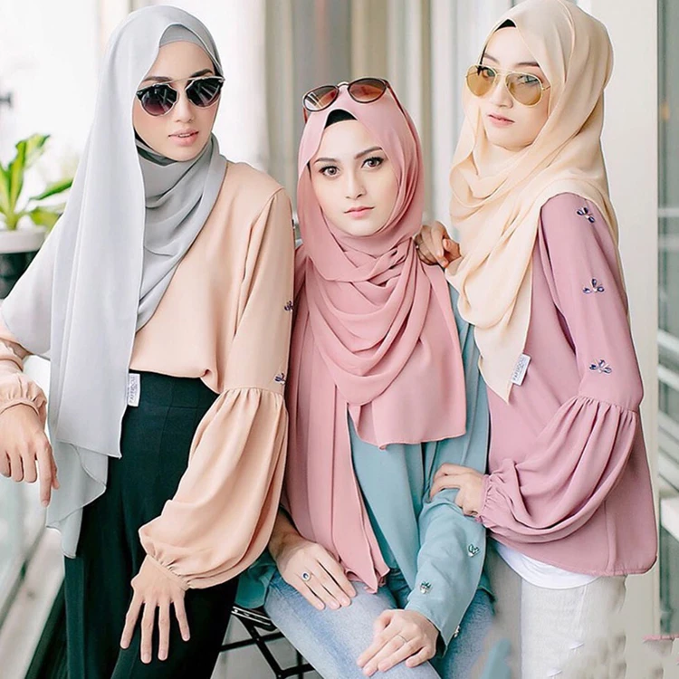 New style Muslim Turban Chiffon Solid Color beautiful headscarf hijab