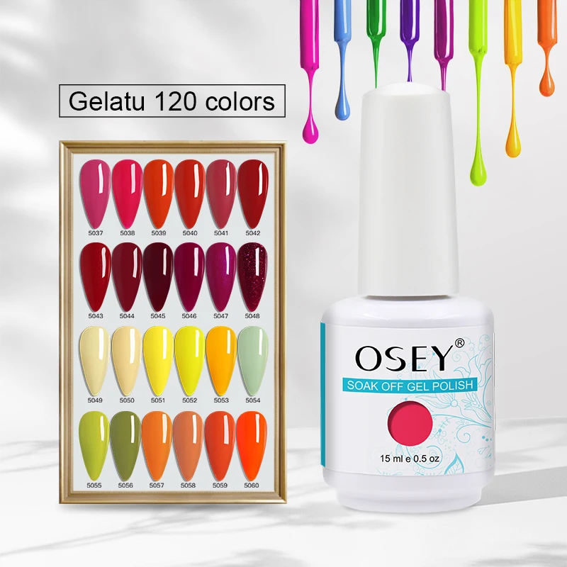 

2021 new arrival OSEY OEM ODM Factory Gelatu gel nail polish 290 Color 15ml Soak Off uv gel polish gelpolish, 290 colors