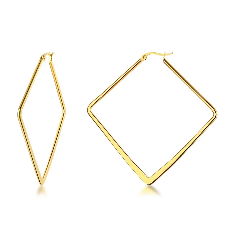 

Costume Womens Fashion Big Trendy Gold Square Hoop Earrings