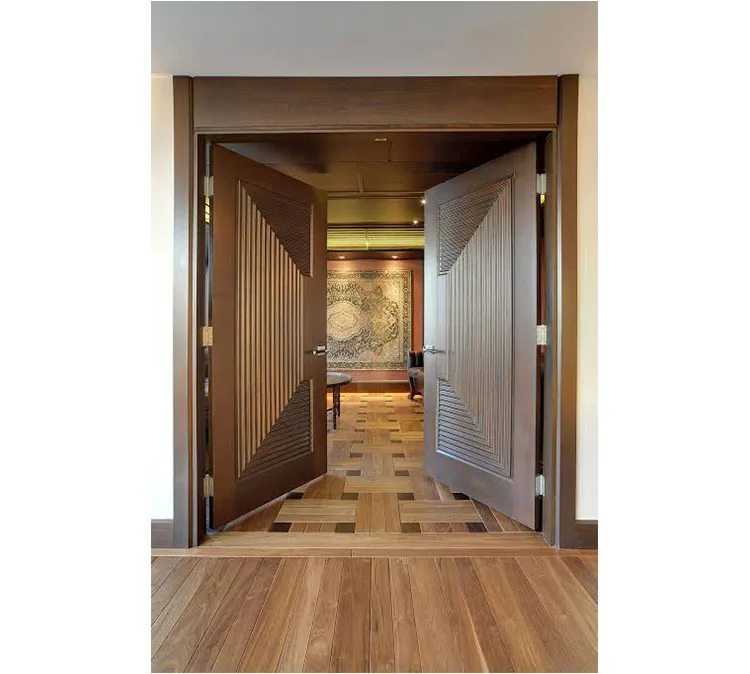 Custom Exterior front apartment entry door main wooden double door design for house