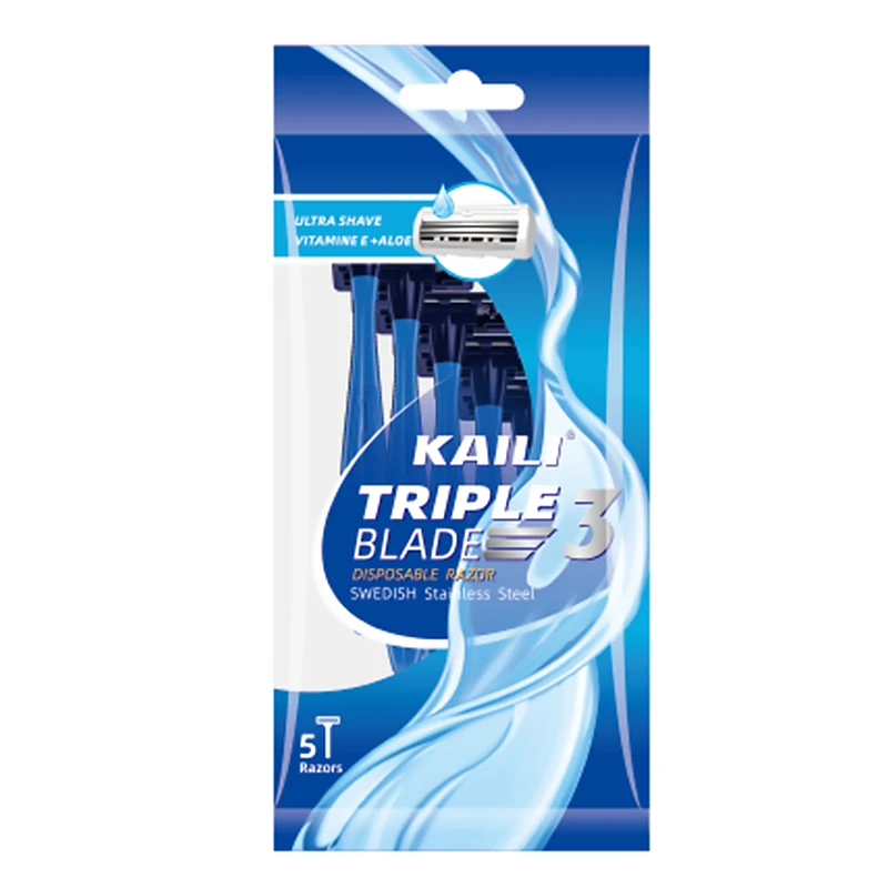 

KAILI triple blade razor shaving razor disposable razor for man with swedish stainless steel blade