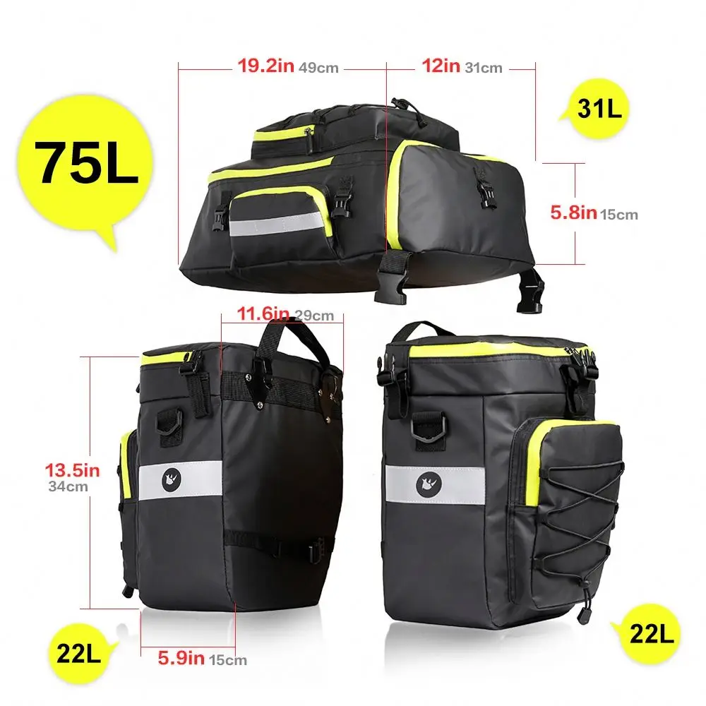 

3-in-1multi-functional Bike Pannier Bag Waterproof PVC Travel Bike Motocycle Road Travel Food Bike Bags