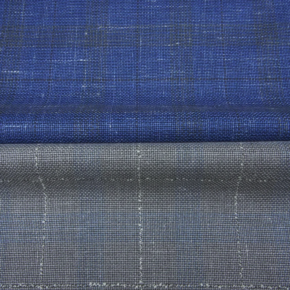 In-Stock High Quality 79% Worsted Merino Wool Fabric Organic Italian Suiting Blend Eco-Friendly Plaid for Eco-Friendly Jackets