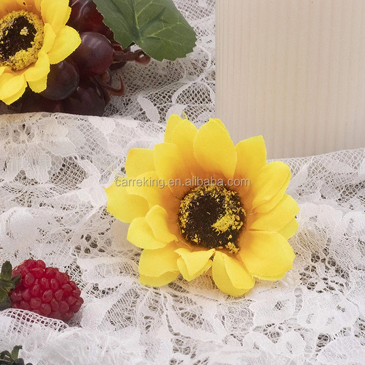 Artificial Silk Yellow Sunflower Heads Fabric Floral For Home Decor ...