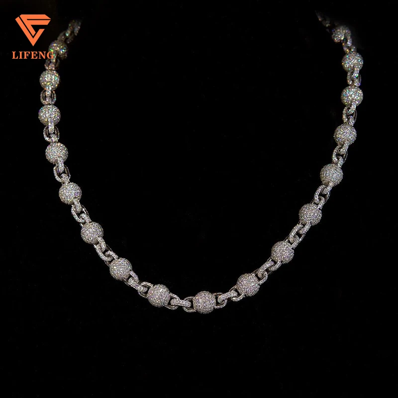 

High Quality Custom Hip Hop Necklace Bling Bling White Color 925 Silver Cuban Link Chain VVS Diamond Moissanite Necklace For Men