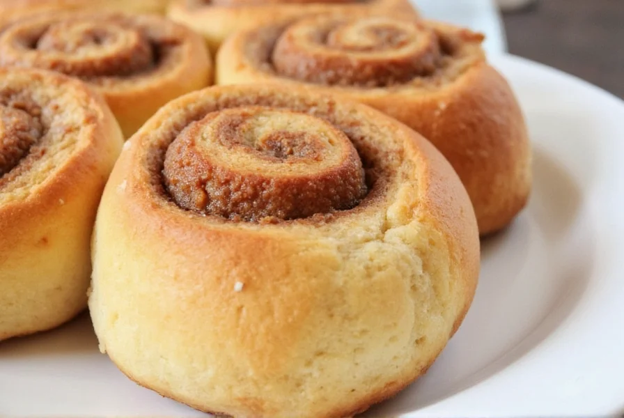 Freshly baked overnight cinnamon rolls with cream cheese frosting melting on top, served on a rustic wooden board