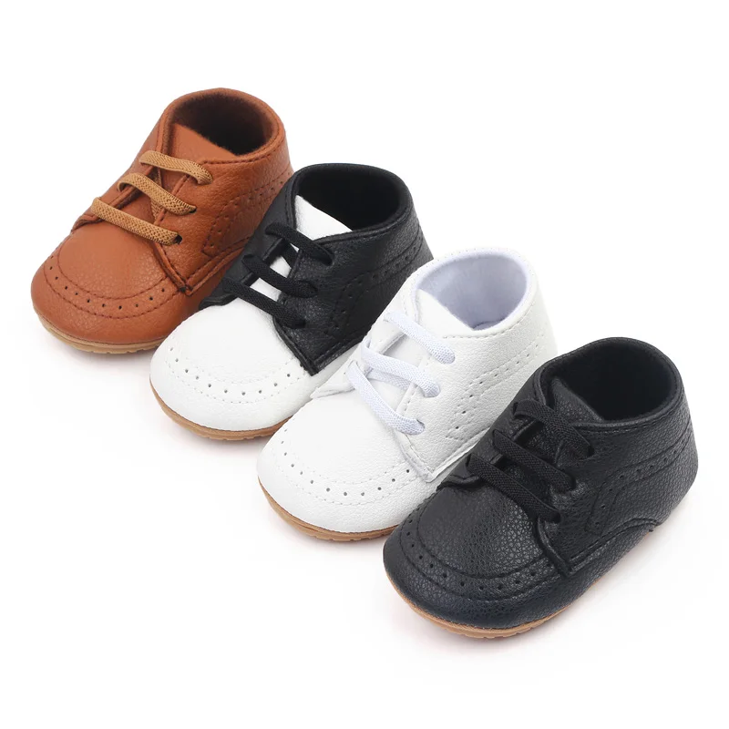 

0-18 months spring and autumn fashion soft soled casual solid baby walking shoes, Brown/black and white /white/black