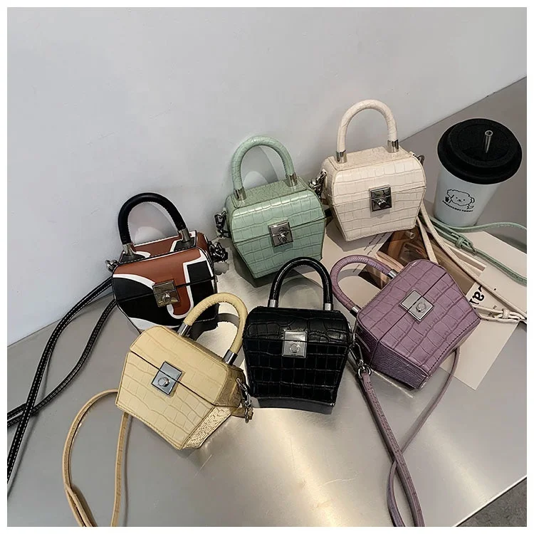

Latest Arrival Fashion Stone Color Mini Crossbody Bag Large Capacity Handbags Small Lock Shoulder Bag, 6 colors