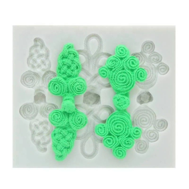 

New China Knot Silicone Mold Cheongsam Button Fondant Mold Chocolate Gumpaste Baking Tool Sugarcraft, As shown